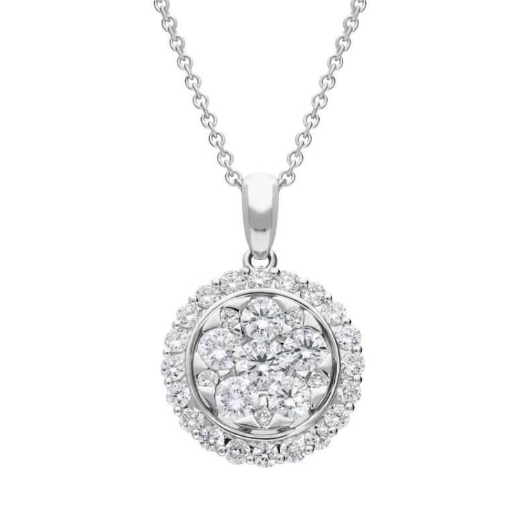 18ct White Gold 0.78ct Diamond Round Necklace