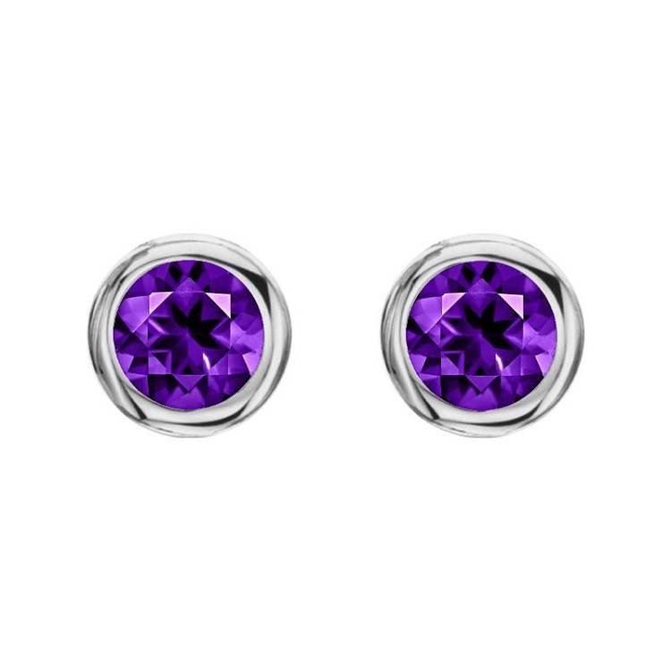 18ct White Gold 0.88ct Amethyst Round Stud Earrings