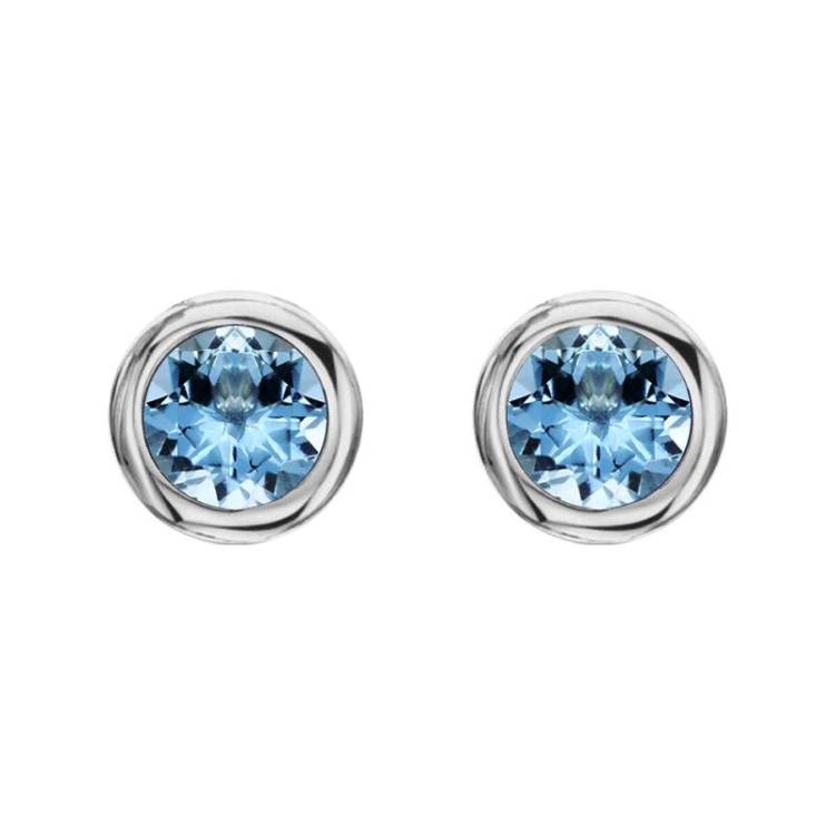 18ct White Gold 0.88ct Aquamarine Solitaire Stud Earrings