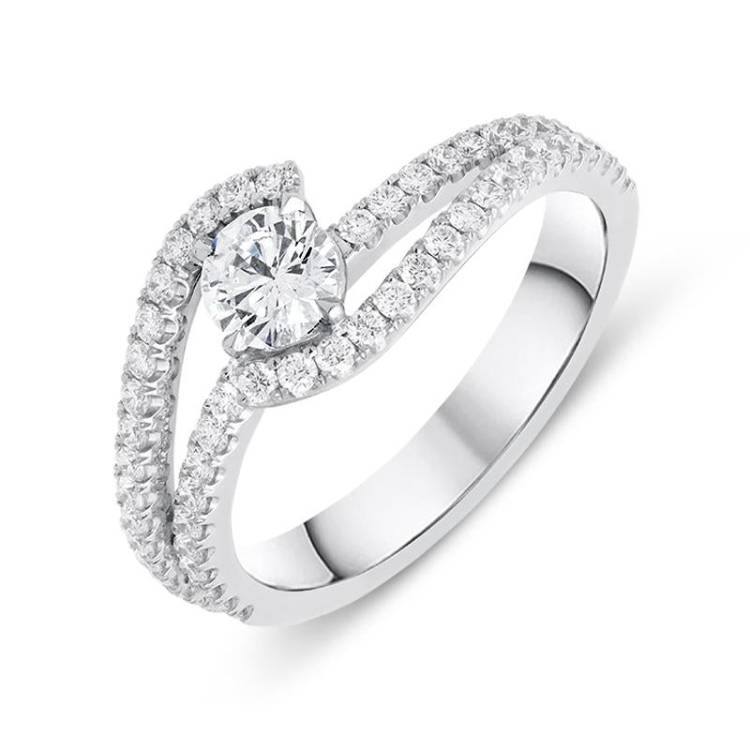 18ct White Gold 0.92ct Brilliant Cut Diamond Ring - M