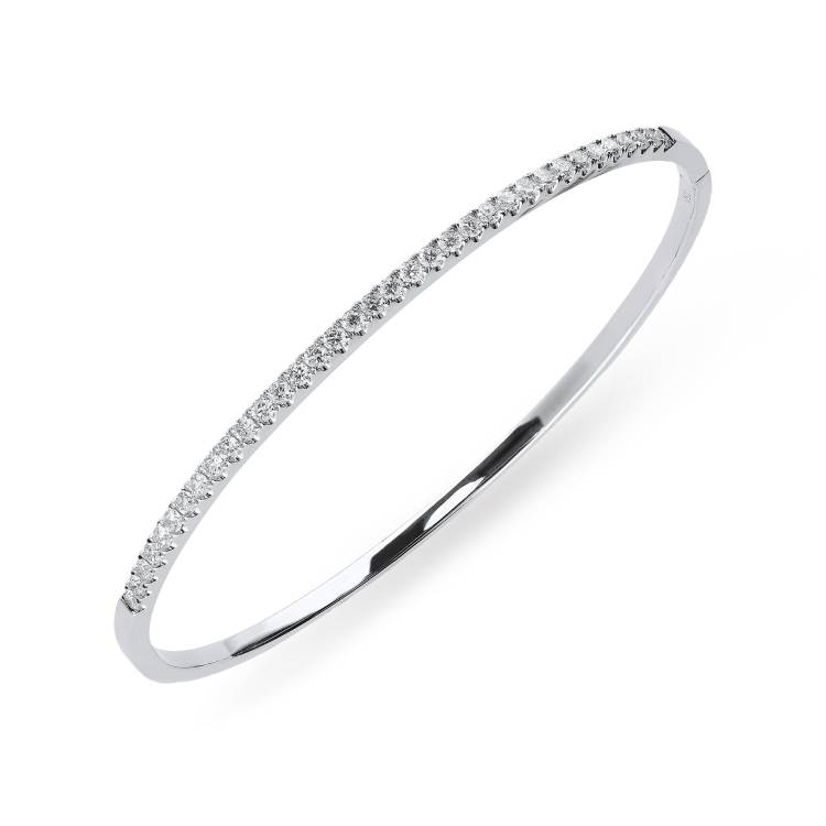 18ct White Gold 0.92ct Diamond Bangle - White Gold