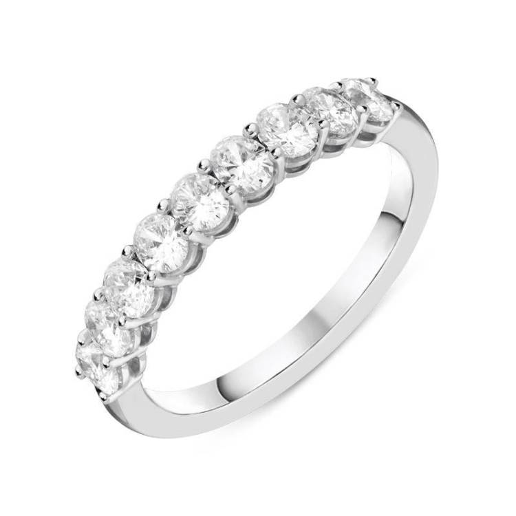 18ct White Gold 0.95ct Diamond Oval Cut Half Eternity Ring