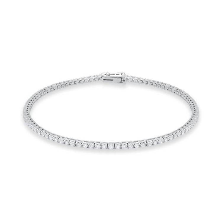 18ct White Gold 0.93ct Diamond Tennis Bracelet - Option1 Value
