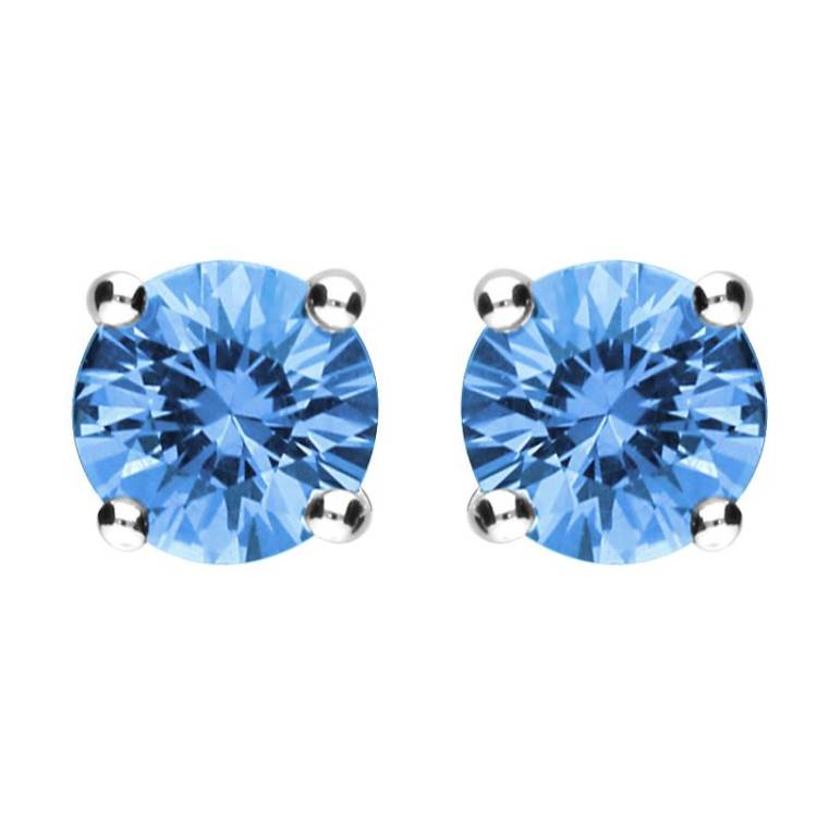 18ct White Gold 0.93ct Aquamarine Solitaire Stud Earrings - Option1 Value White Gold