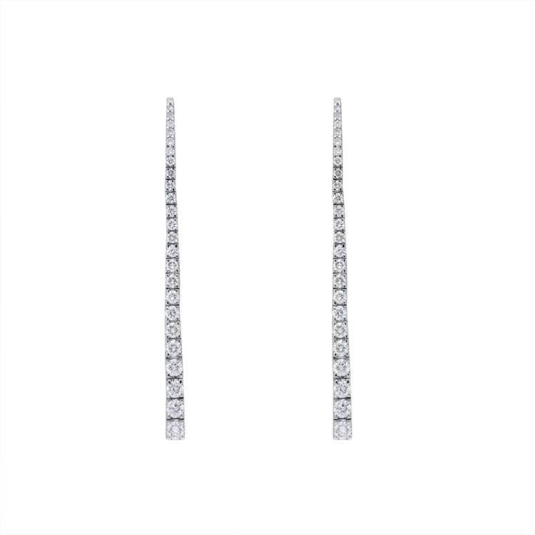 18ct White Gold 1.07ct Diamond Graduating Drop Earrings - Option1 Value White Gold
