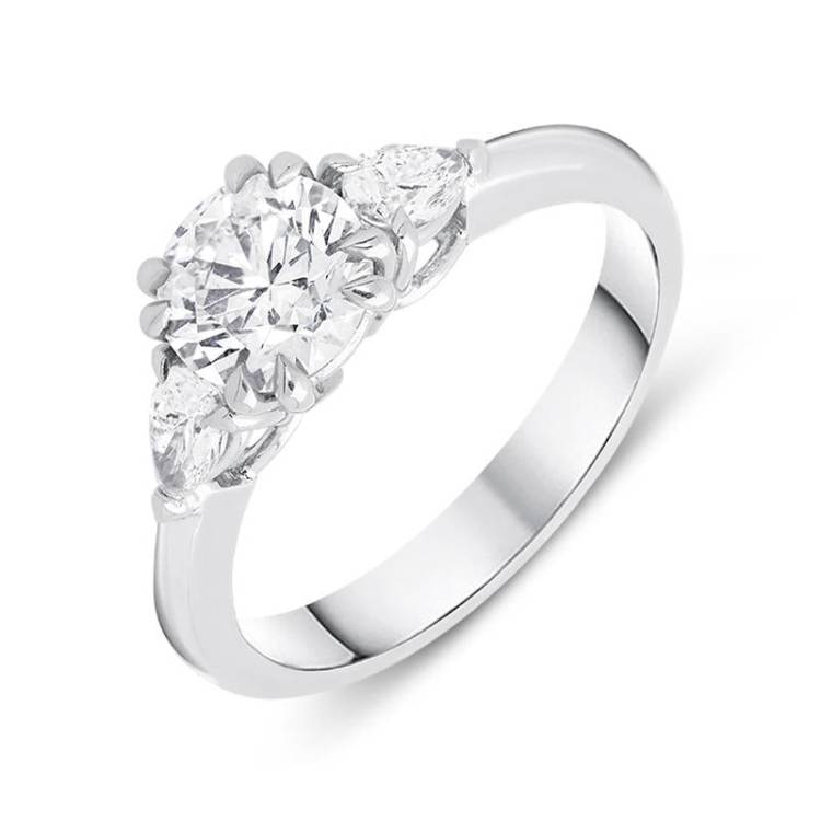 18ct White Gold 1.11ct Diamond Trilogy Ring - N