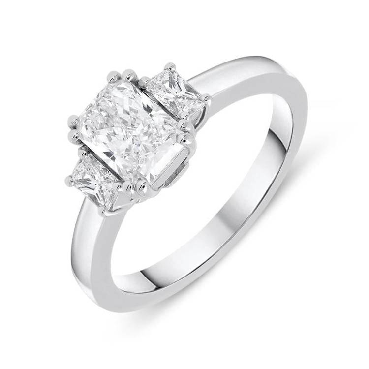 18ct White Gold 1.31ct Diamond Trilogy Ring - M