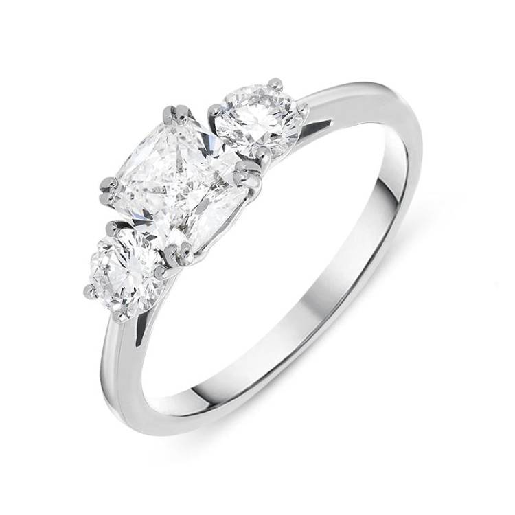 18ct White Gold 1.38ct Diamond Trilogy Ring - Option1 Value White Gold