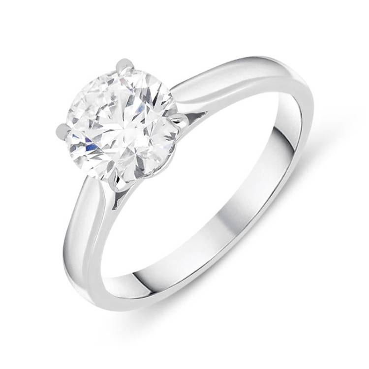18ct White Gold 1.50ct Diamond Brilliant Cut Solitaire Ring - N
