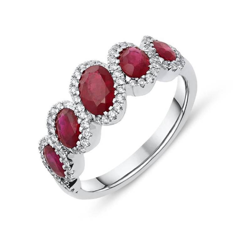 18ct White Gold 1.54ct Ruby Diamond Dress Ring - Option1 Value White Gold