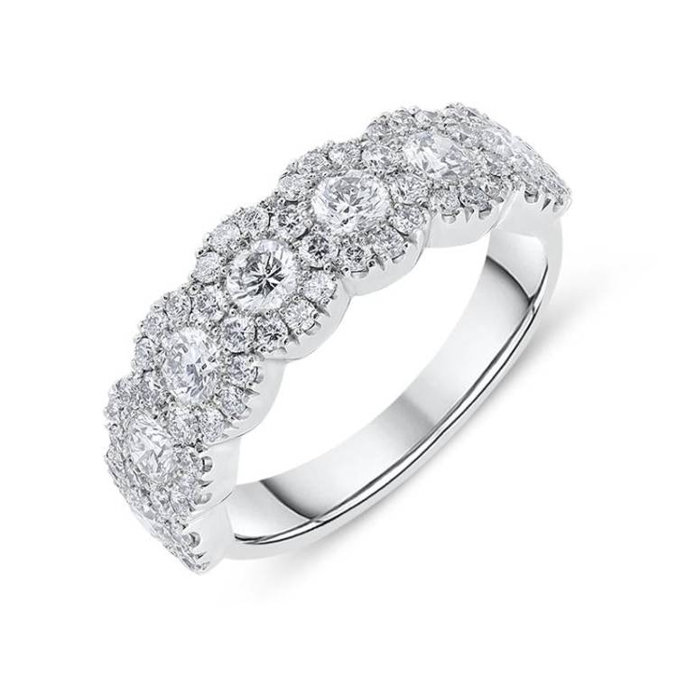 18ct White Gold 1.61ct Diamond Brilliant Cut Cluster Ring - O