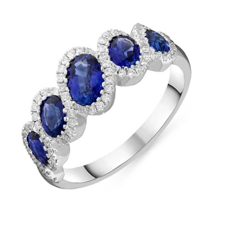 18ct White Gold 1.62ct Sapphire and Diamond Dress Ring - Option1 Value White Gold