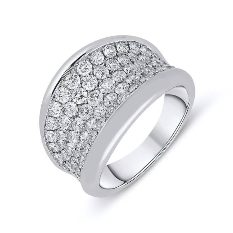 18ct White Gold 2.09ct Diamond Concave Dress Ring - Option1 Value White Gold