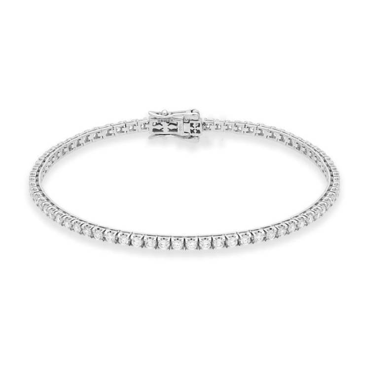 18ct White Gold 2.13ct Diamond Tennis Bracelet - Option1 Value White Gold