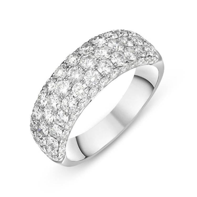 18ct White Gold 2.24ct Diamond Wide Band Half Eternity Ring - M
