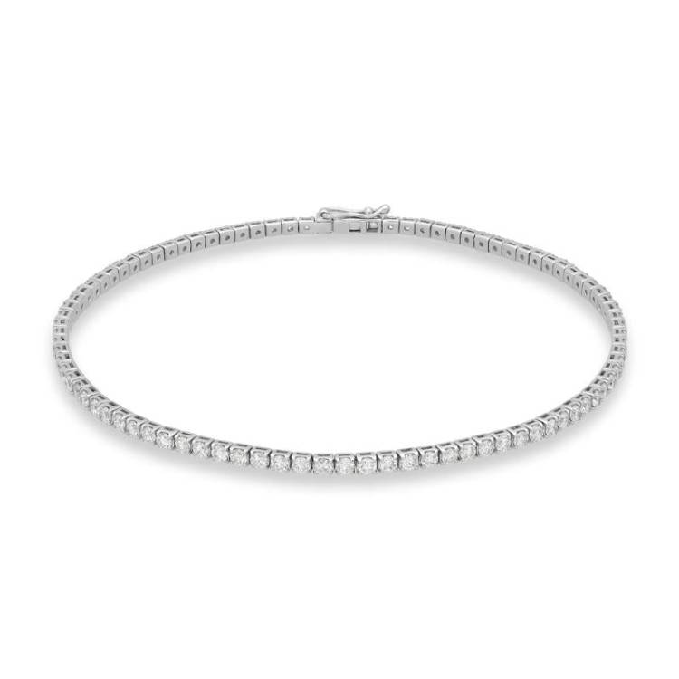 18ct White Gold 2.45ct Diamond Claw Set Tennis Bracelet - White Gold