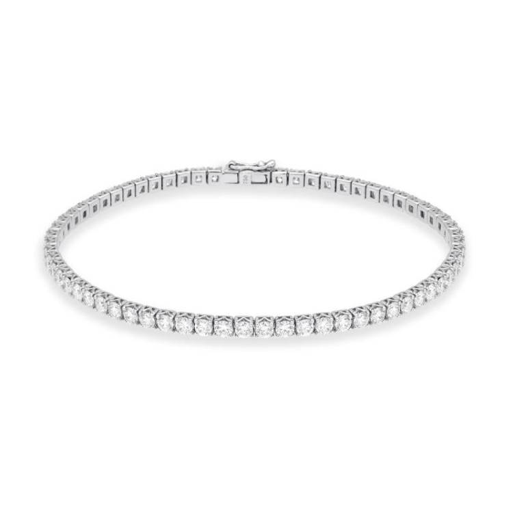 18ct White Gold 3.83ct Diamond Tennis Bracelet - Option1 Value White Gold