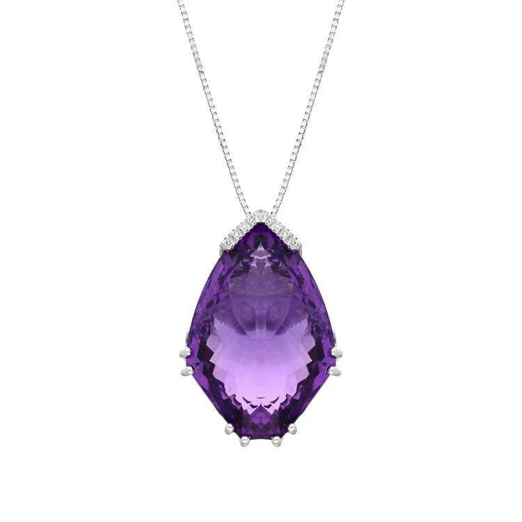 18ct White Gold 43.49ct Amethyst Diamond Necklace