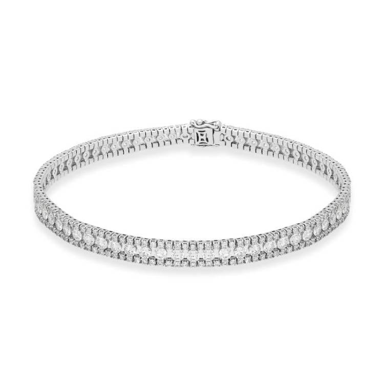 18ct White Gold 5.69 Carat Diamond Tennis Bracelet D - White Gold