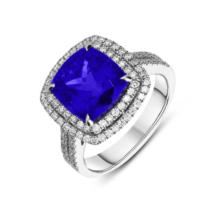 18ct White Gold 6.84ct Tanzanite and Diamond Dress Ring - Option1 Value White Gold
