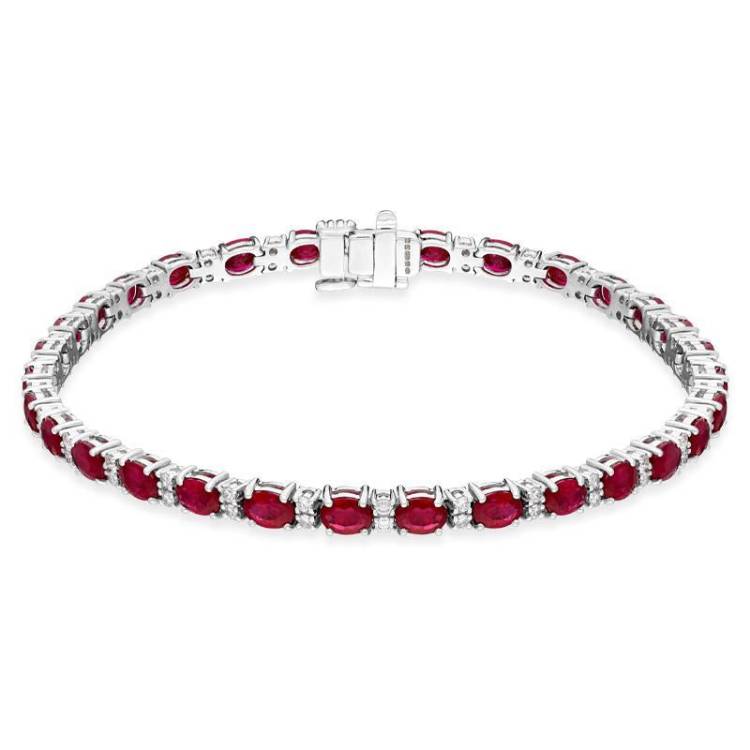 18ct White Gold 7.79ct Ruby 0.61ct Diamond Bracelet