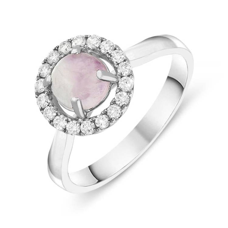 18ct White Gold Blue John 0.24ct Diamond Halo Ring - Option1 Value White Gold