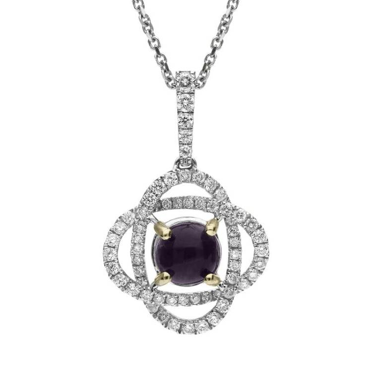 18ct White Gold Blue John and Diamond Necklace - Option1 Value White Gold