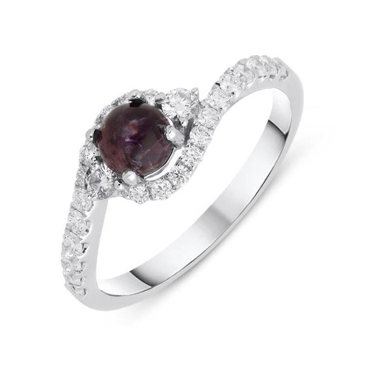 18ct White Gold Blue John 0.50ct Diamond Wave Ring - X