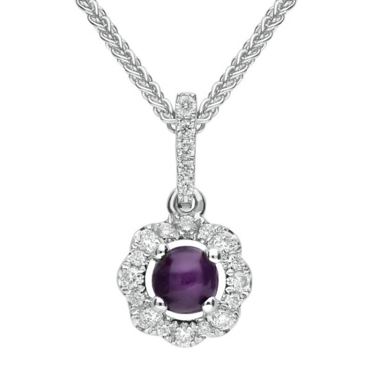 18ct White Gold Blue John Diamond Floral Necklace