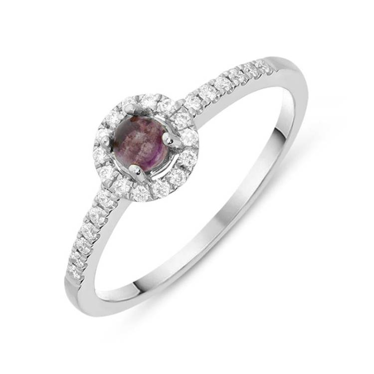 18ct White Gold Blue John Diamond Round Cluster Ring - Option1 Value White Gold