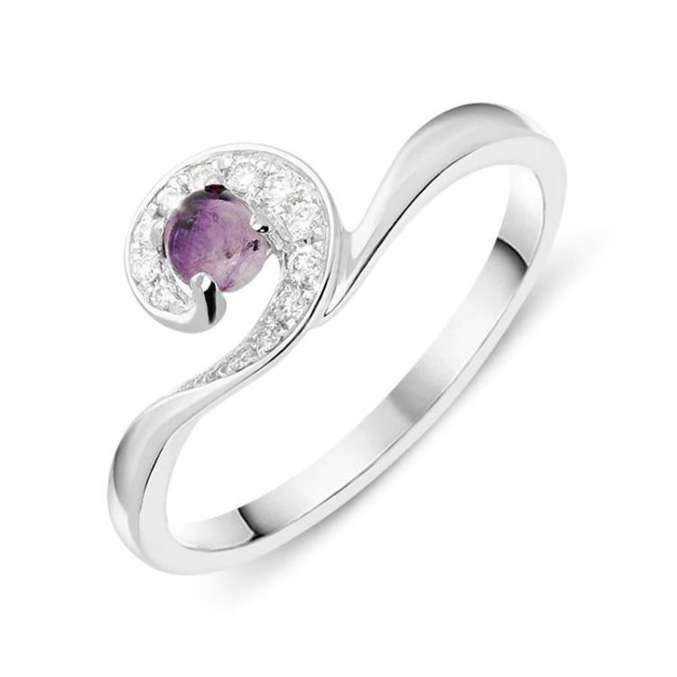 18ct White Gold Blue John Diamond Stone Swirl Ring - Option1 Value White Gold