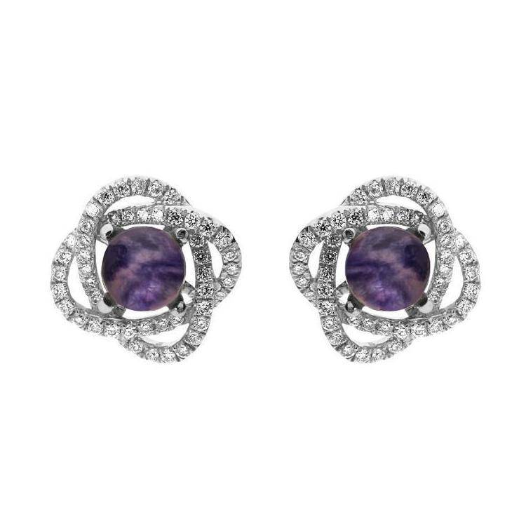 18ct White Gold Blue John Diamond Swirl Stud Earrings
