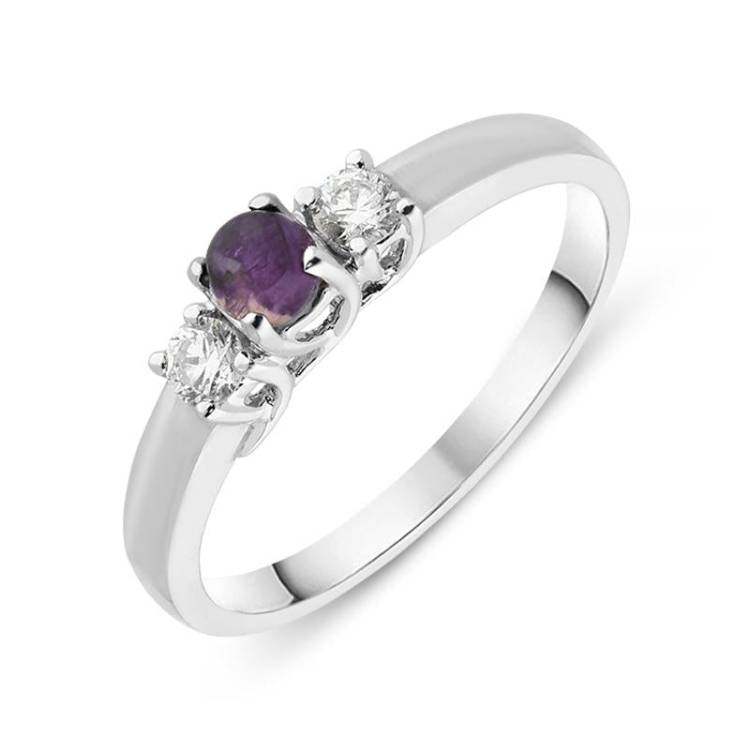 18ct White Gold Blue John Diamond Trilogy Ring - Option1 Value White Gold
