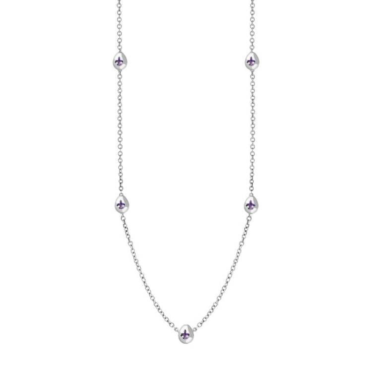 18ct White Gold Blue John Fleur De Lis Link Disc Chain Necklace - Option1 Value White Gold