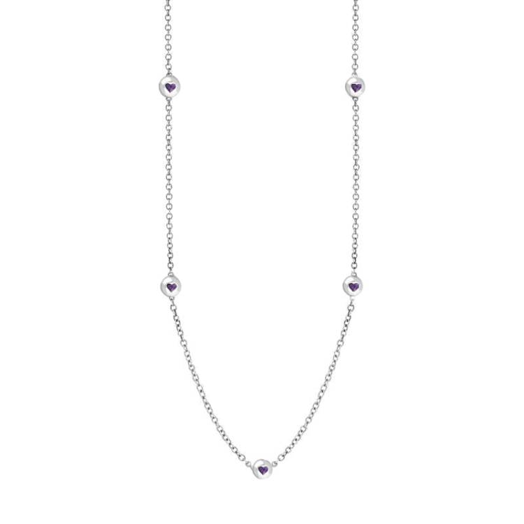 Sterling Silver Blue John Heart Link Disc Chain Necklace - Option1 Value Silver