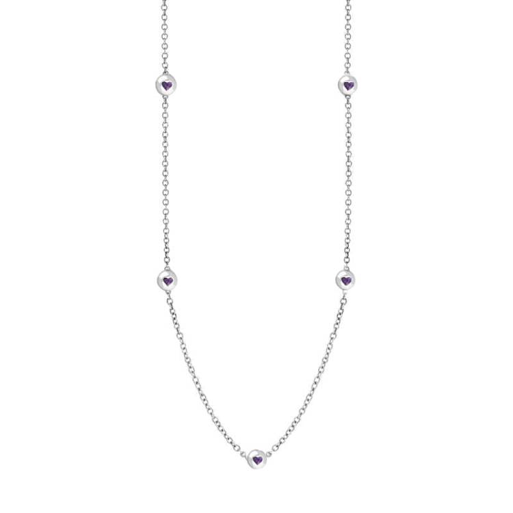 18ct White Gold Blue John Heart Link Disc Chain Necklace - Option1 Value White Gold