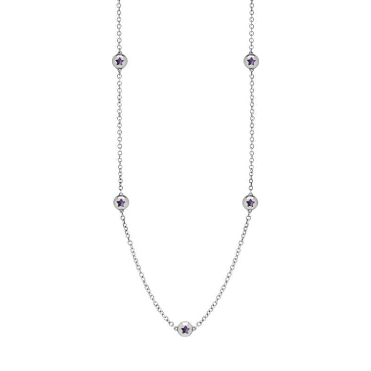 18ct White Gold Blue John Star Link Disc Chain Necklace - Option1 Value White Gold
