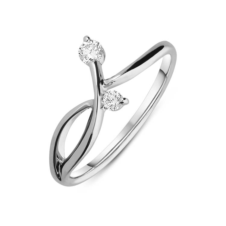 18ct White Gold 0.13ct Diamond Cross Over Vine Ring - Option1 Value White Gold