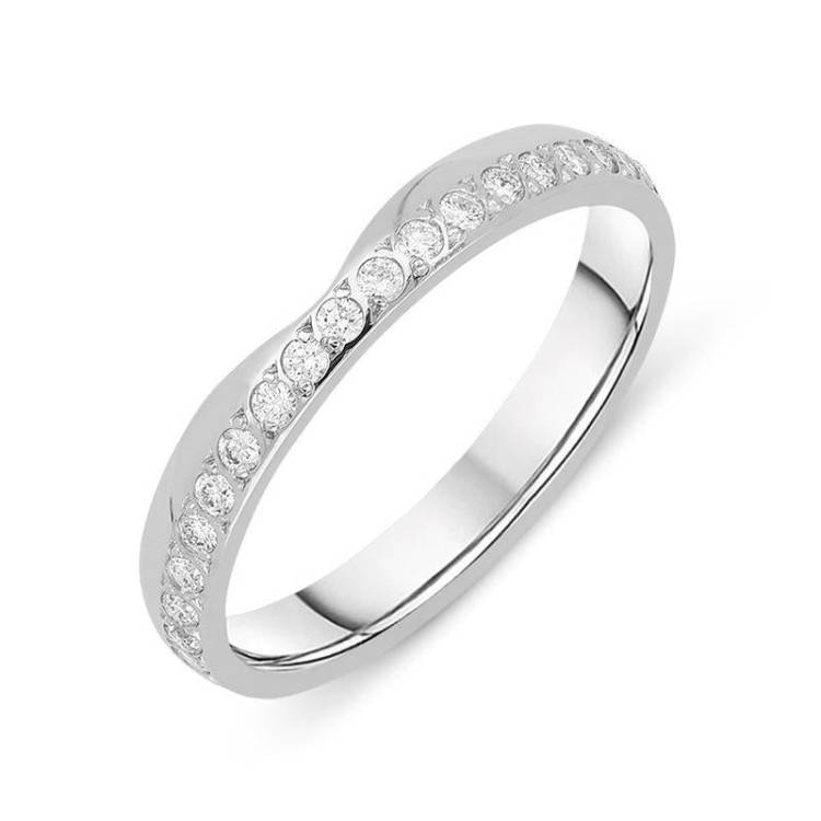 18ct White Gold 0.29ct Diamond Dipped Centre Wedding Half Eternity Ring - White Gold