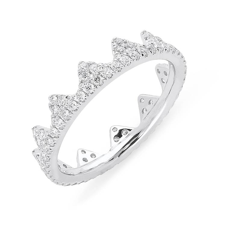 18ct White Gold 0.64ct Diamond Geometric Stacking Ring - White Gold