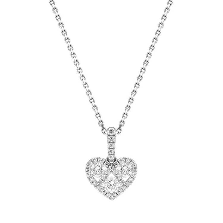 18ct White Gold 0.39ct Diamond Heart Necklace