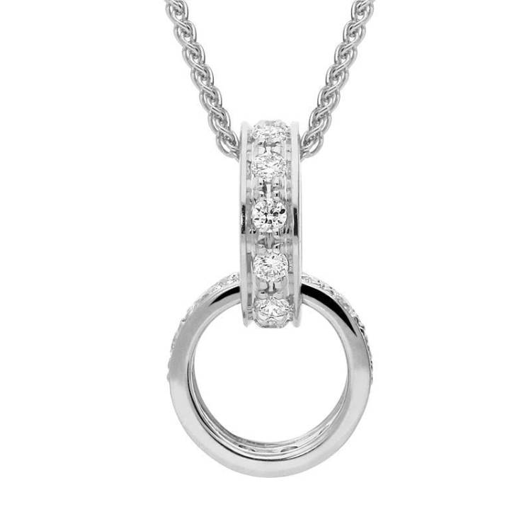 18ct White Gold 0.46ct Diamond Interlocking Circles Necklace - White Gold