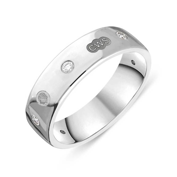 18ct White Gold 0.18ct Diamond King's Coronation Hallmark 6mm Ring - T