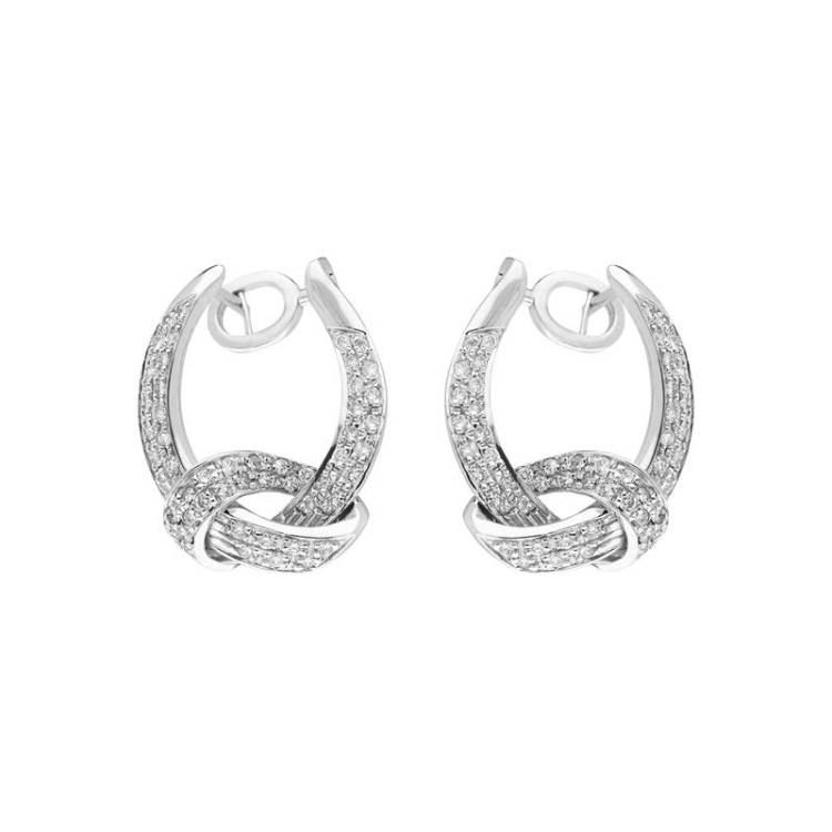 18ct White Gold Diamond Knot Drop Earrings