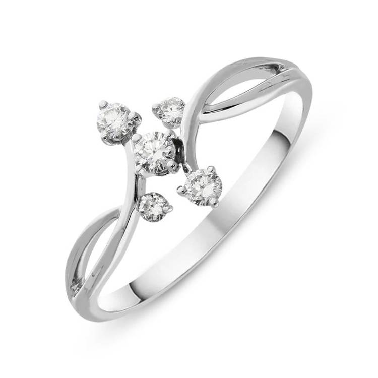 18ct White Gold 0.19ct Diamond Six Stone Twist Ring - Option1 Value White Gold