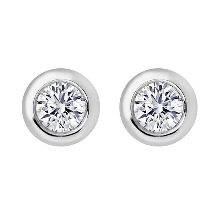 18ct White Gold Round 0.20ct Diamond Stud Earrings - Option1 Value White Gold