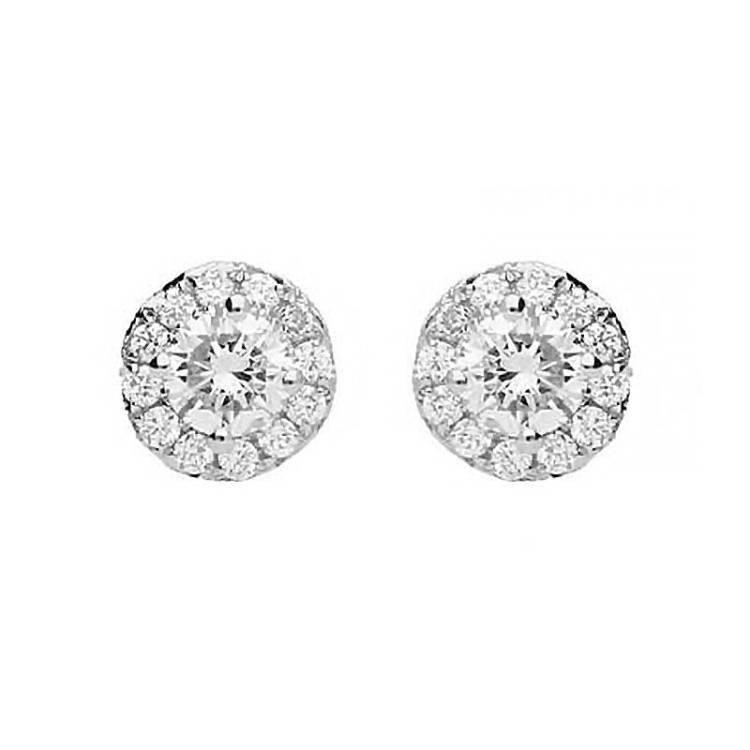 18ct White Gold Brilliant Pave 0.49ct Diamond Stud Earrings - Option1 Value White Gold