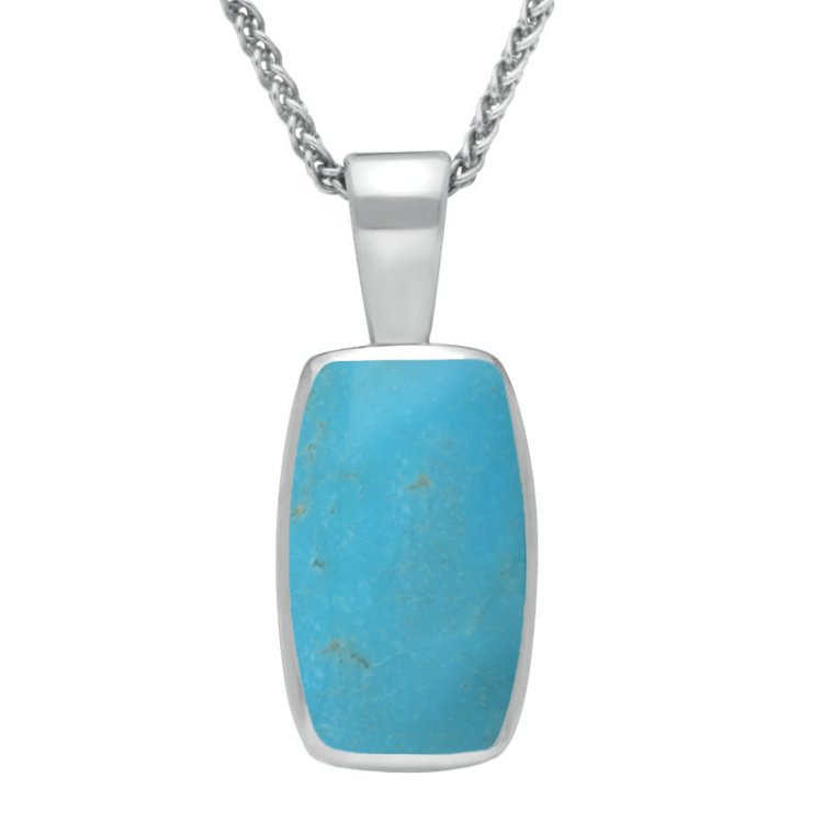 9ct White Gold Turquoise Barrel Shaped Necklace