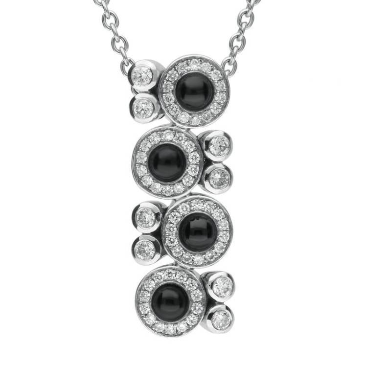 18ct White Gold Whitby Jet 0.50ct Diamond Cascade Necklace - White Gold