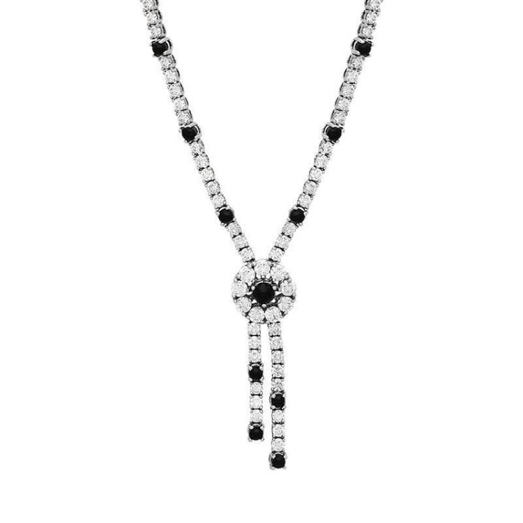 18ct White Gold Whitby Jet 6.77ct Rosette Style Necklace - Yellow Gold